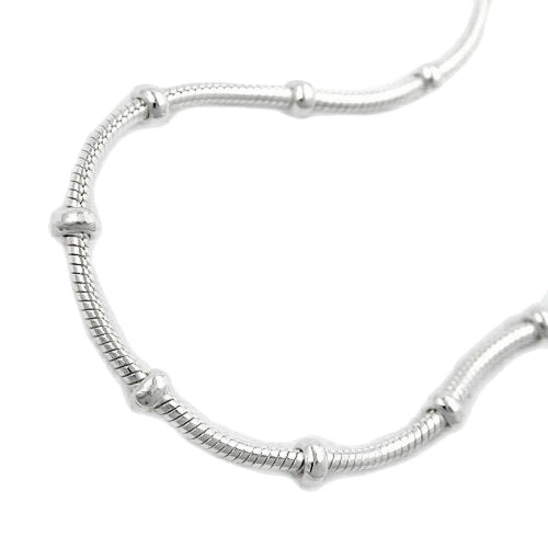 Kette 1mm runde Schlangenkette mit Kugeln symmetrisch Silber 925 38/42cm