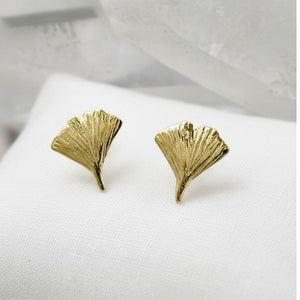 Ohrstecker Ohrring 7mm Ginkgoblatt glänzend 9Kt GOLD