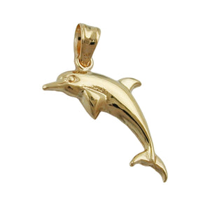 Anhänger 18x8mm Delfin glänzend 9Kt GOLD + Kette 42cm 1x1mm