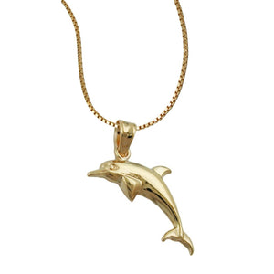 Anhänger 18x8mm Delfin glänzend 9Kt GOLD + Kette 42cm 1x1mm