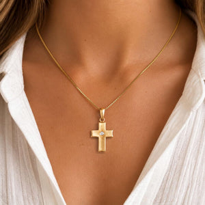Kreuz-Set Anhänger & Venezianerkette 38–60cm – 9 Karat Gold