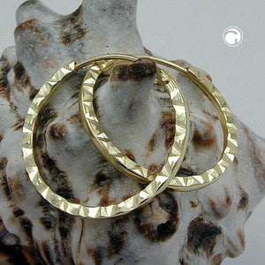 Ohrring Creole  17x1mm Steckverschluss Muster glänzend diamantiert 9Kt GOLD