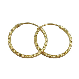 Ohrring Creole  17x1mm Steckverschluss Muster glänzend diamantiert 9Kt GOLD