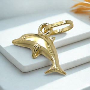 Delfin-Anhänger 9 Karat Gold 375 Detailansicht