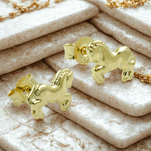 Ohrstecker Pferde glänzend 6x7mm 9 Karat Gold