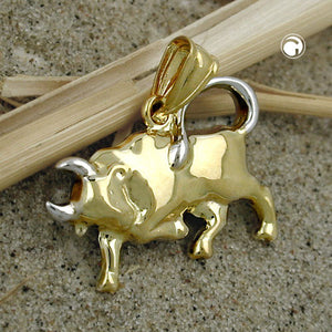 Anhänger 16x23mm Stier bicolor rhodiniert 9Kt GOLD