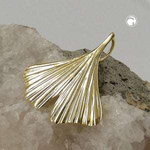 Anhänger 20mm Ginkgoblatt glänzend 9Kt GOLD