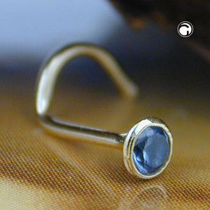 Nasenstecker 2,5mm synth. Aquamarin 18Kt GOLD