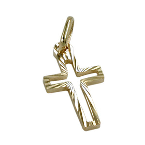 Anhänger 16x9mm Kreuz diamantiert 14Kt GOLD + Kette