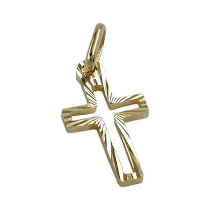 Anhänger 16x9mm Kreuz diamantiert 14Kt GOLD + Kette