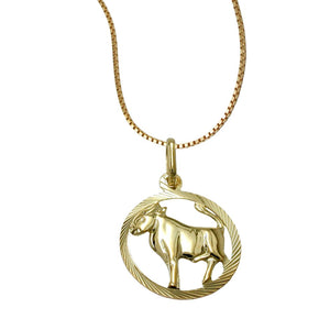 Anhänger 15mm Sternzeichen Stier 9Kt GOLD + Kette  42cm 1x1mm
