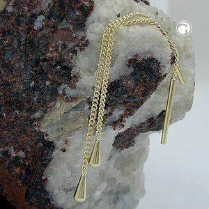 Durchzieher Ohrring Ohrhänger 5x2mm kleiner Kegel 1mm Panzerkettchen 9Kt