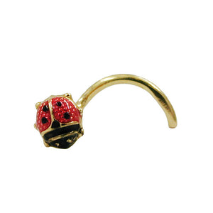 Nasenstecker 3x3mm Spirale Marienkäfer 18Kt Gelbgold