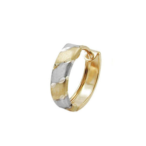 Bicolor-Creole rhodiniert 12x3mm Klappscharnier, 9 Karat Gold