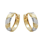 Bicolor-Creolen aus 9 Karat Gold, 12 × 3 mm, mit rhodinierten Akzenten auf weißem Hintergrund