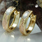 Ohrring Creole  12x3mm Klappscharnier tricolor diamantiert 9Kt GOLD