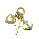 Glaube-Liebe-Hoffnung-Anhänger mit Kreuz, Herz und Anker aus 9 Karat Gelbgold, 15 mm