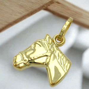 Anhänger Pferdekopf glänzend 12x12mm 9 Karat Gold