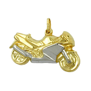 Anhänger 15x28mm Motorrad Bicolor 9Kt GOLD