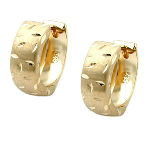 Ohrring Creole 12x5mm Klappscharnier mattiert diamantiert 9Kt GOLD