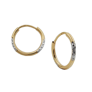 Creole 12x1mm bicolor rhodiniert diamantiert 9Kt GOLD