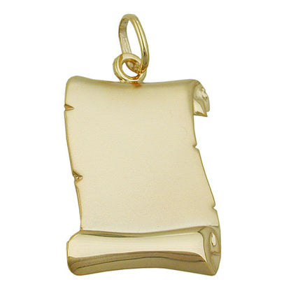 Gravuranhänger Schriftrolle 22x17mm in 9 Karat Gelbgold