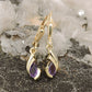 Amethyst-Ohrbrisur Tropfenschliff 25mm 9 Karat Gelbgold