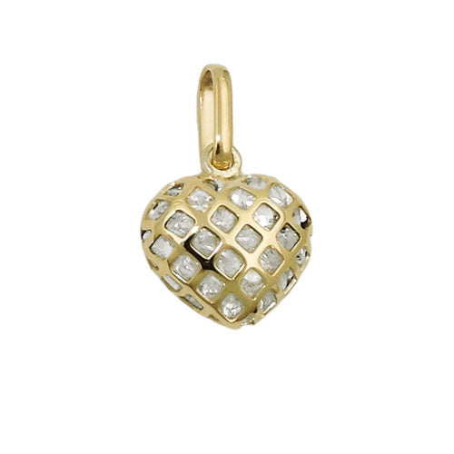 Herzanhänger Zirkonia-Gitter 11x12mm 9 Karat Gelbgold