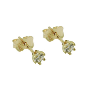 Zirkonia-Ohrstecker 3mm Krappenfassung 9 Karat Gelbgold