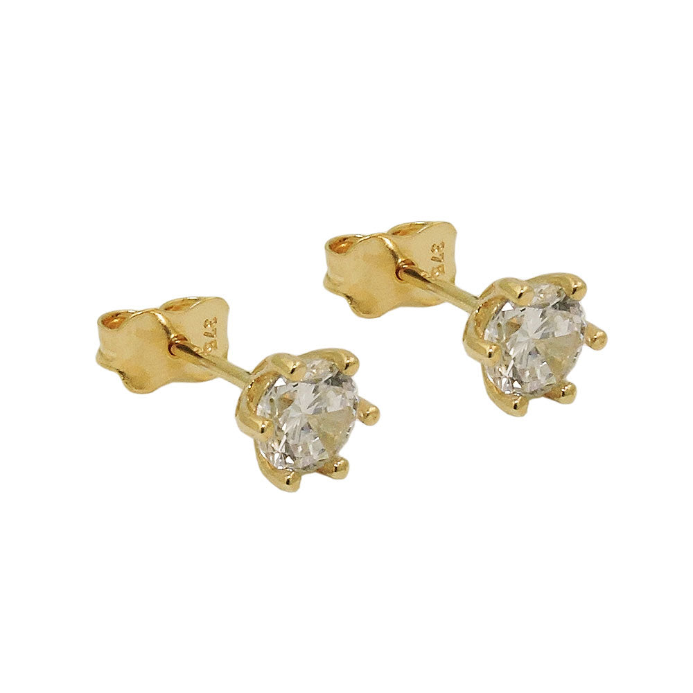 Zirkonia-Ohrstecker 5mm Krappenfassung 9 Karat Gelbgold