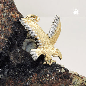 Adleranhänger bicolor rhodiniert 20x16mm 9 Karat Gelbgold