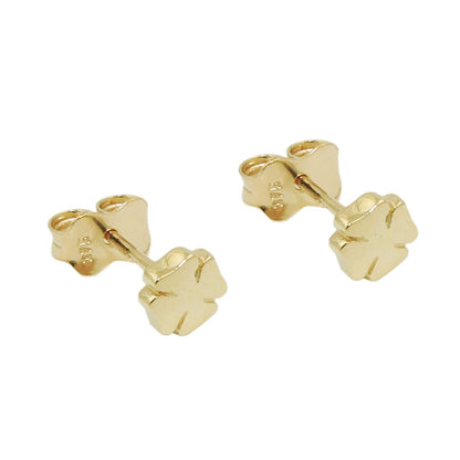 Kleeblatt-Ohrstecker glänzend 5mm 9 Karat Gelbgold