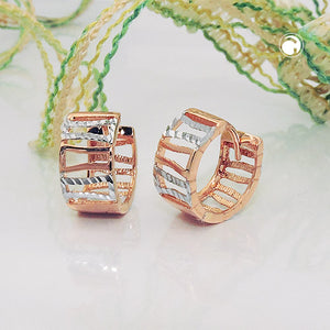Klappcreole bicolor diamantiert 12x6mm 9 Karat Rotgold