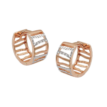 Klappcreole bicolor diamantiert 12x6mm 9 Karat Rotgold