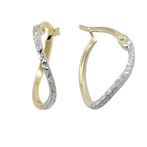 Ovale Creole bicolor rhodiniert diamantiert 17x12mm 9 Karat Gelbgold