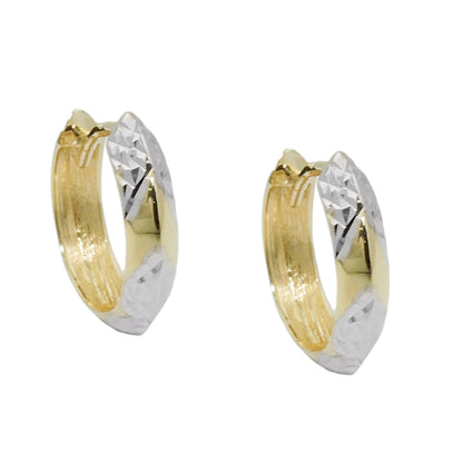 Scharniercreole kantig bicolor diamantiert 14x3mm 9 Karat Gelbgold
