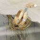 Scharniercreole kantig bicolor diamantiert 14x3mm 9 Karat Gelbgold
