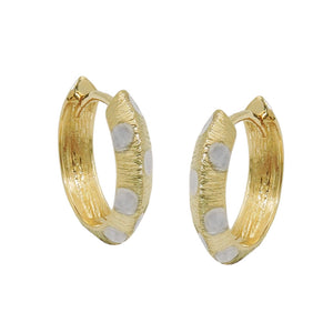 Scharniercreole kantig bicolor diamantiert 14x3mm 9 Karat Gelbgold