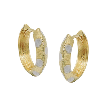 Scharniercreole kantig bicolor diamantiert 14x3mm 9 Karat Gelbgold