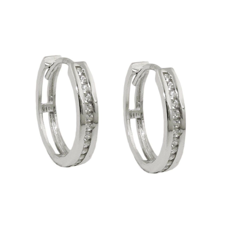 Zirkonia-Scharniercreole 14x3mm 9 Karat Weißgold