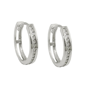 Zirkonia-Scharniercreole 14x3mm 9 Karat Weißgold