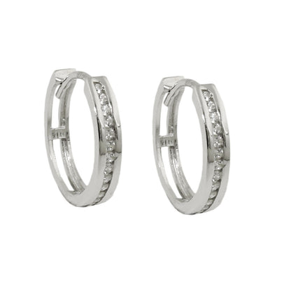 Zirkonia-Scharniercreole 14x3mm 9 Karat Weißgold