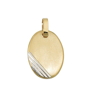 Gravuranhänger oval bicolor rhodiniert 18x13mm 9 Karat Gelbgold