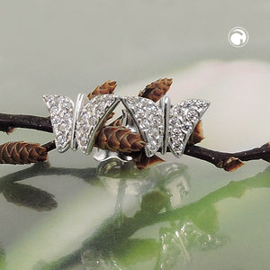 Schmetterling-Ohrstecker Zirkonia 6x9mm 9 Karat Weißgold