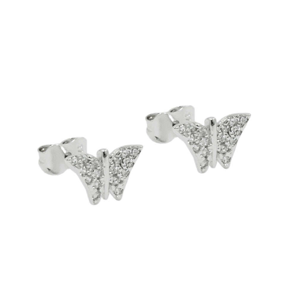 Schmetterling-Ohrstecker Zirkonia 6x9mm 9 Karat Weißgold