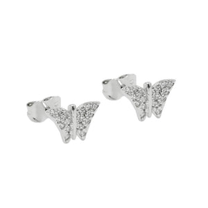 Schmetterling-Ohrstecker Zirkonia 6x9mm 9 Karat Weißgold