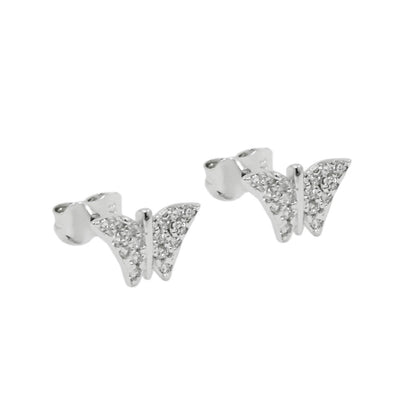 Schmetterling-Ohrstecker Zirkonia 6x9mm 9 Karat Weißgold