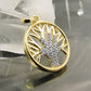 Lebensbaum-Anhänger rund mit Zirkonias 15mm 9 Karat Gelbgold