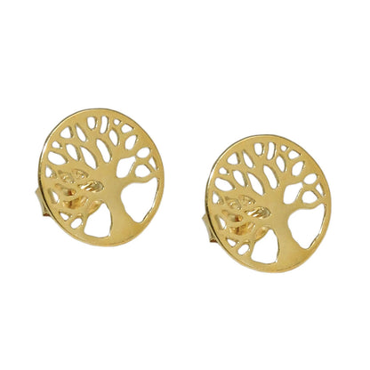 Lebensbaum-Ohrstecker filigran glänzend 10mm 9 Karat Gelbgold