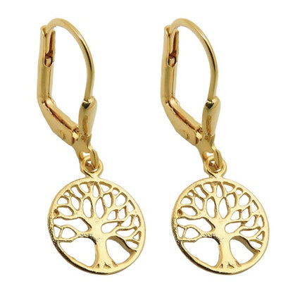 Lebensbaum-Ohrbrisur glänzend 26x10mm 9 Karat Gelbgold